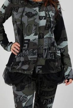 Jersey Jacket with Netted Hemline in Multicolour