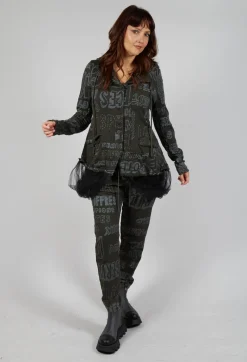 Jersey Jacket with Netted Hemline in Jungle Shiny Print