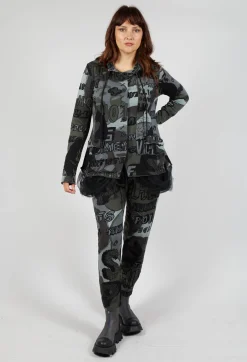 Jersey Jacket with Netted Hemline in Multicolour