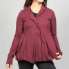 Jersey Jacket with Tulip Hem in Wine