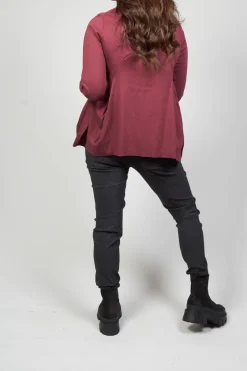 Jersey Jacket with Tulip Hem in Wine