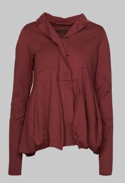 Jersey Jacket with Tulip Hem in Wine