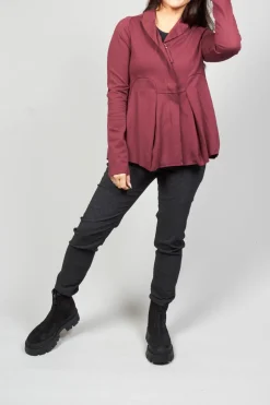 Jersey Jacket with Tulip Hem in Wine
