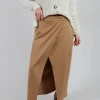 Jersey Pencil Skirt in Camel