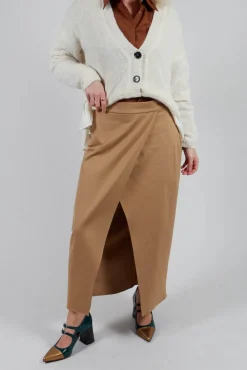 Jersey Pencil Skirt in Camel