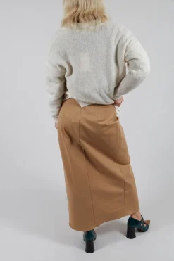 Jersey Pencil Skirt in Camel