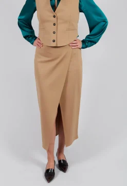 Jersey Pencil Skirt in Camel
