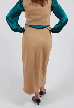 Jersey Pencil Skirt in Camel