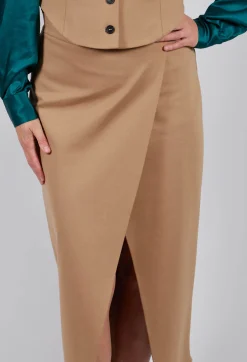 Jersey Pencil Skirt in Camel