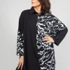 Jersey Shirt Dress in Black and White