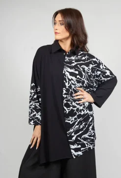 Jersey Shirt Dress in Black and White