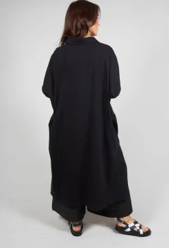 Jersey Shirt Dress in Black and White