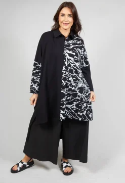 Jersey Shirt Dress in Black and White