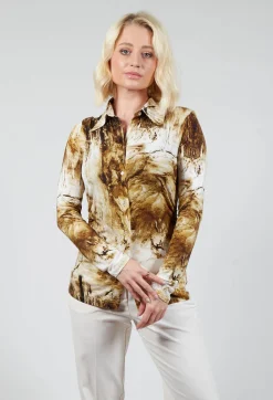 Jersey Shirt with Amber Marble Print