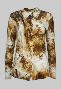 Jersey Shirt with Amber Marble Print