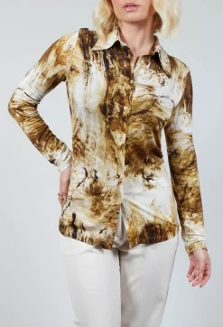 Jersey Shirt with Amber Marble Print
