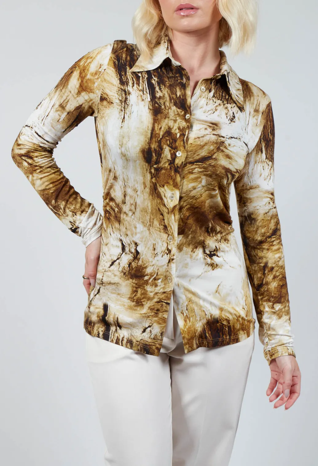 Jersey Shirt with Amber Marble Print