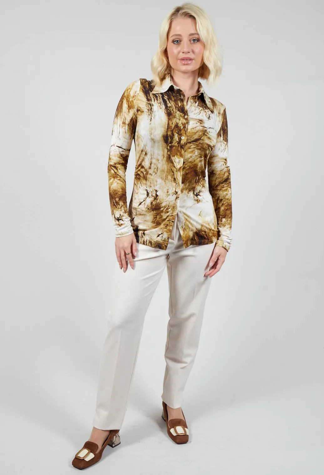 Jersey Shirt with Amber Marble Print