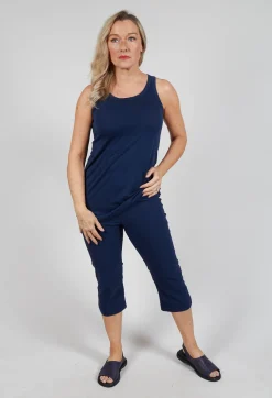 Jersey Sleeveless Top in Navy