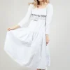 Jersey Top Dress with Lettering Motif in White Print