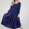 Jersey Top Dress with Lettering Motif in Azur Print