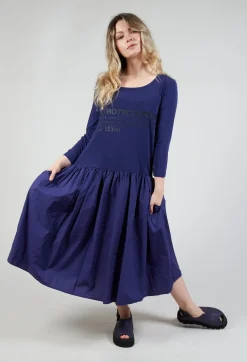 Jersey Top Dress with Lettering Motif in Azur Print