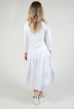 Jersey Top Dress with Lettering Motif in White Print