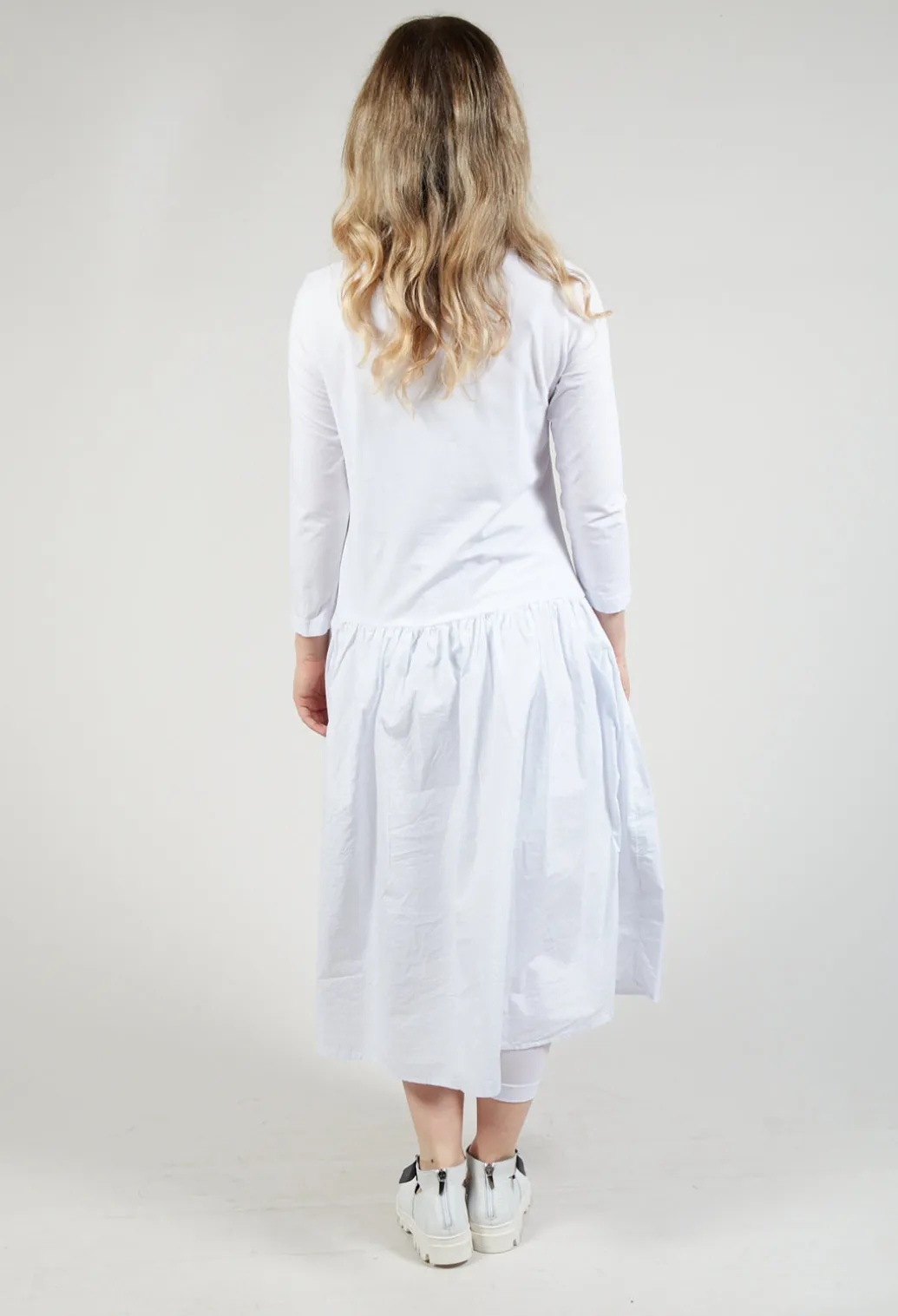 Jersey Top Dress with Lettering Motif in White Print