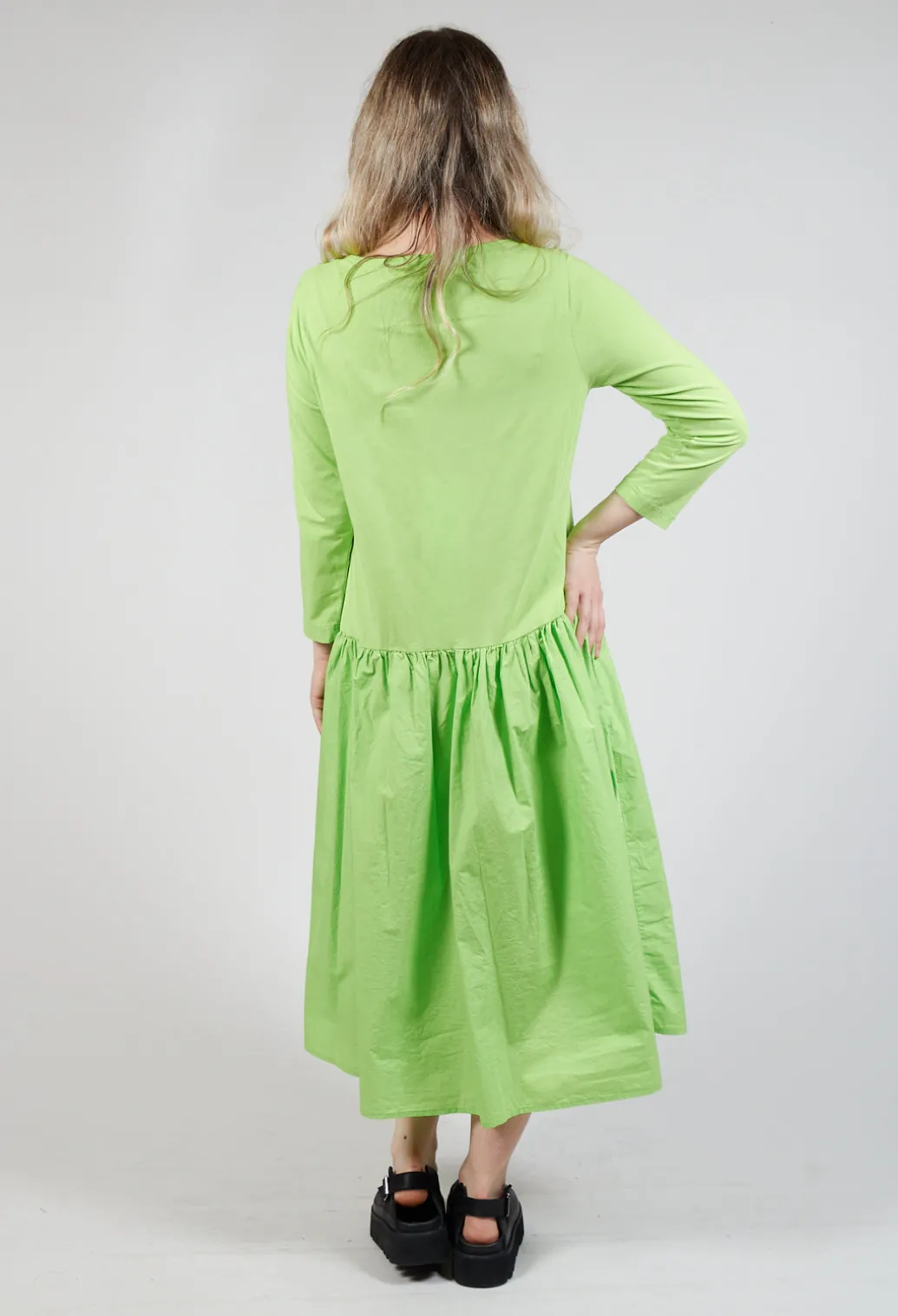 Jersey Top Dress with Lettering Motif in Lime Print