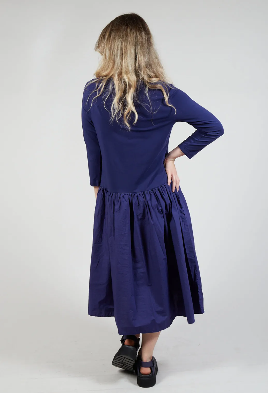 Jersey Top Dress with Lettering Motif in Azur Print