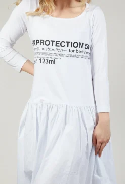 Jersey Top Dress with Lettering Motif in White Print