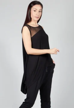 Jersey Top with Asymmetric Hem in Black