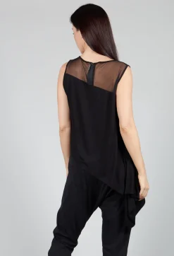 Jersey Top with Asymmetric Hem in Black