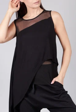 Jersey Top with Asymmetric Hem in Black