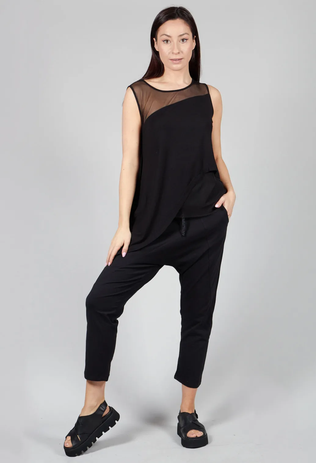 Jersey Top with Asymmetric Hem in Black