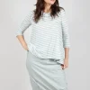 Jersey Top with Drawstring Hem in Grey Print