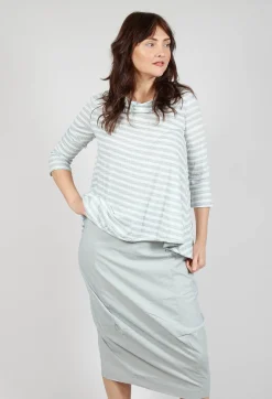 Jersey Top with Drawstring Hem in Grey Print