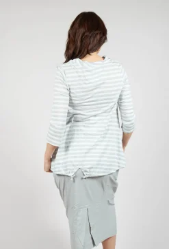 Jersey Top with Drawstring Hem in Grey Print