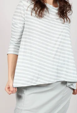Jersey Top with Drawstring Hem in Grey Print