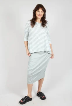 Jersey Top with Drawstring Hem in Grey Print