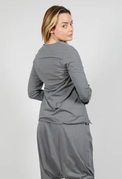 Jersey Top with Exposed Seams in Rock