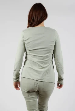 Jersey Top with Exposed Seams in Defender