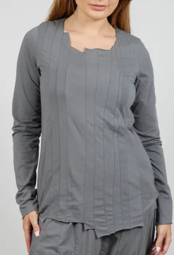 Jersey Top with Exposed Seams in Rock