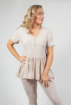 Jersey Top with Flared Hemline in Dots