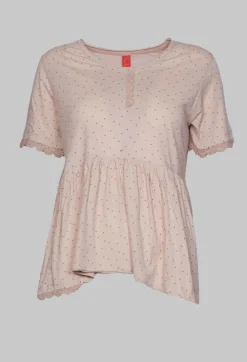 Jersey Top with Flared Hemline in Dots