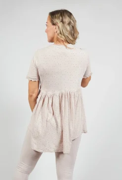 Jersey Top with Flared Hemline in Dots
