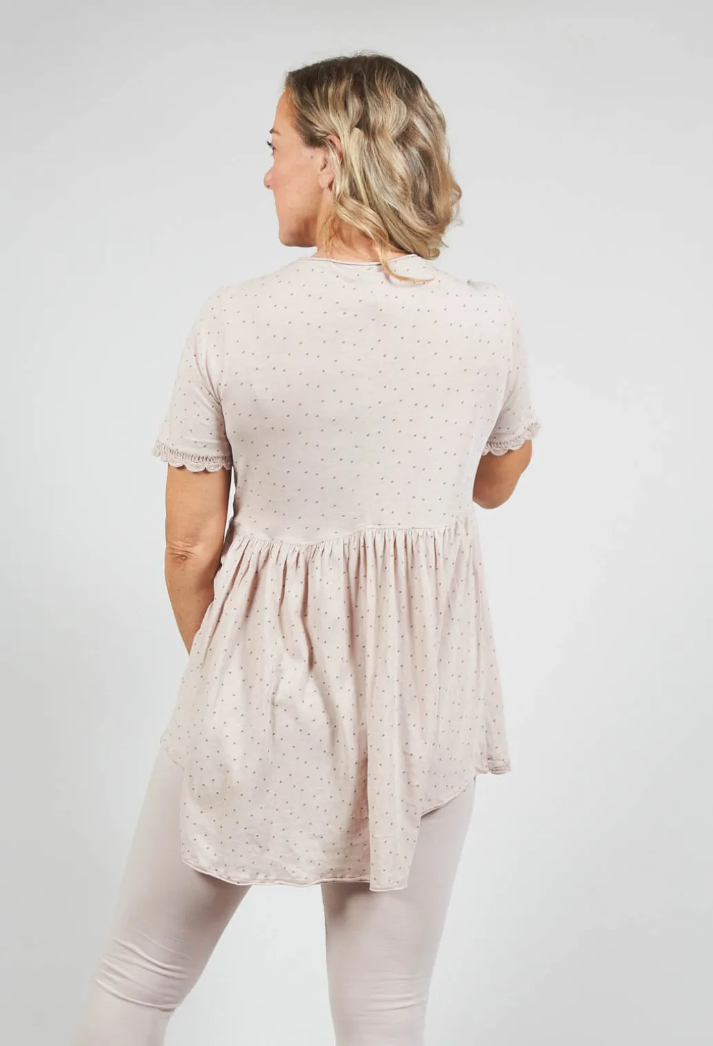 Jersey Top with Flared Hemline in Dots