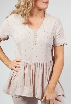 Jersey Top with Flared Hemline in Dots