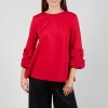 Jersey Top with Floral Embellishment in Marlboro