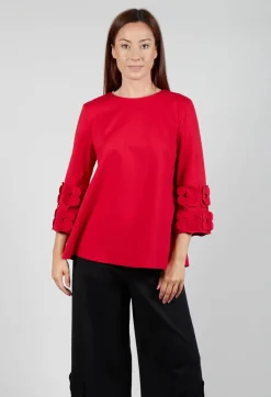 Jersey Top with Floral Embellishment in Marlboro